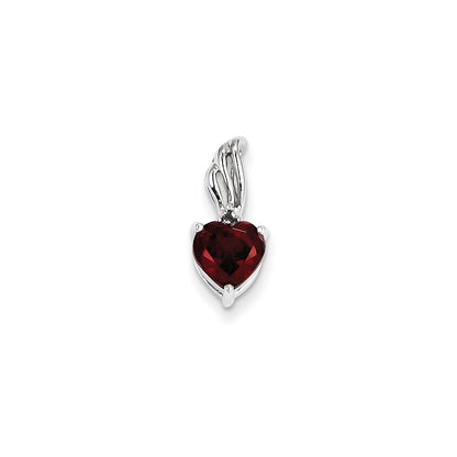 14K Weißgold Anhänger mit echtem Diamant und Granat in Herzform