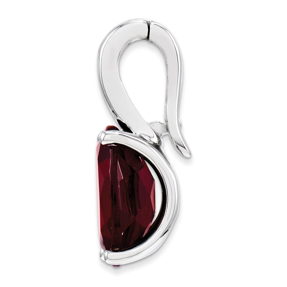 14K Weißgold Anhänger mit Diamant und Granat, oval