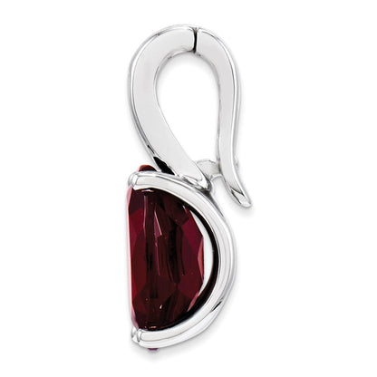 14K Weißgold Anhänger mit Diamant und Granat, oval