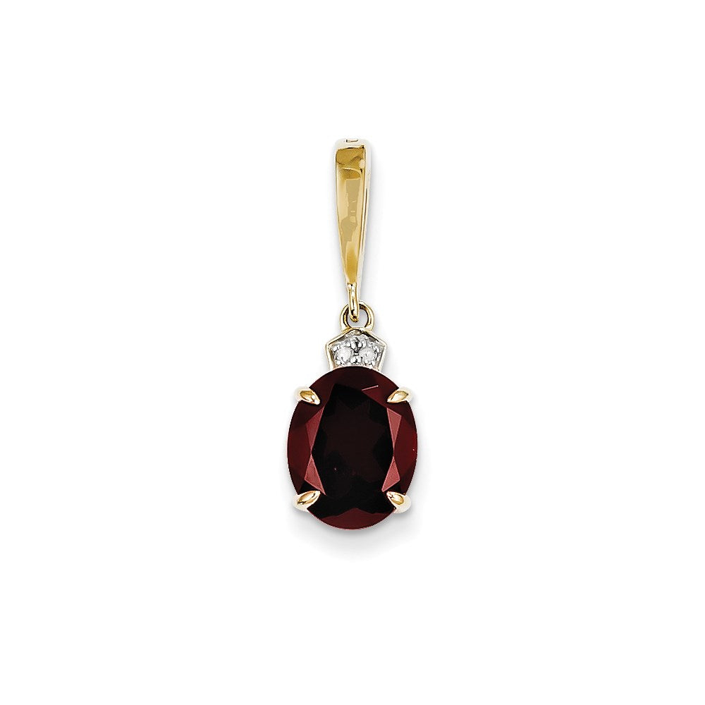 14K Gelbgold Anhänger mit echtem Diamant und Granat, oval