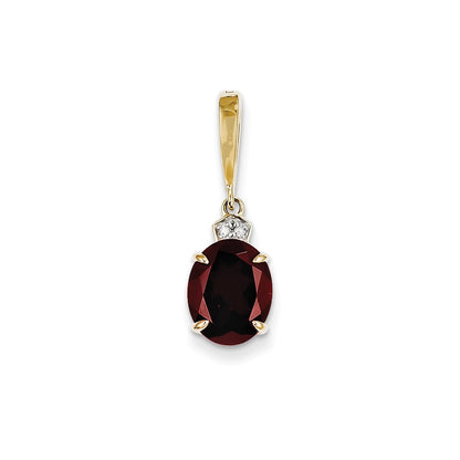 14K Gelbgold Anhänger mit echtem Diamant und Granat, oval