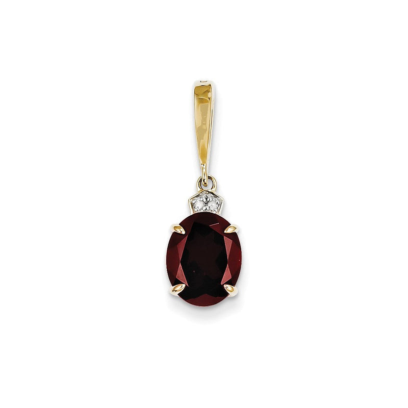 14K Gelbgold Anhänger mit echtem Diamant und Granat, oval