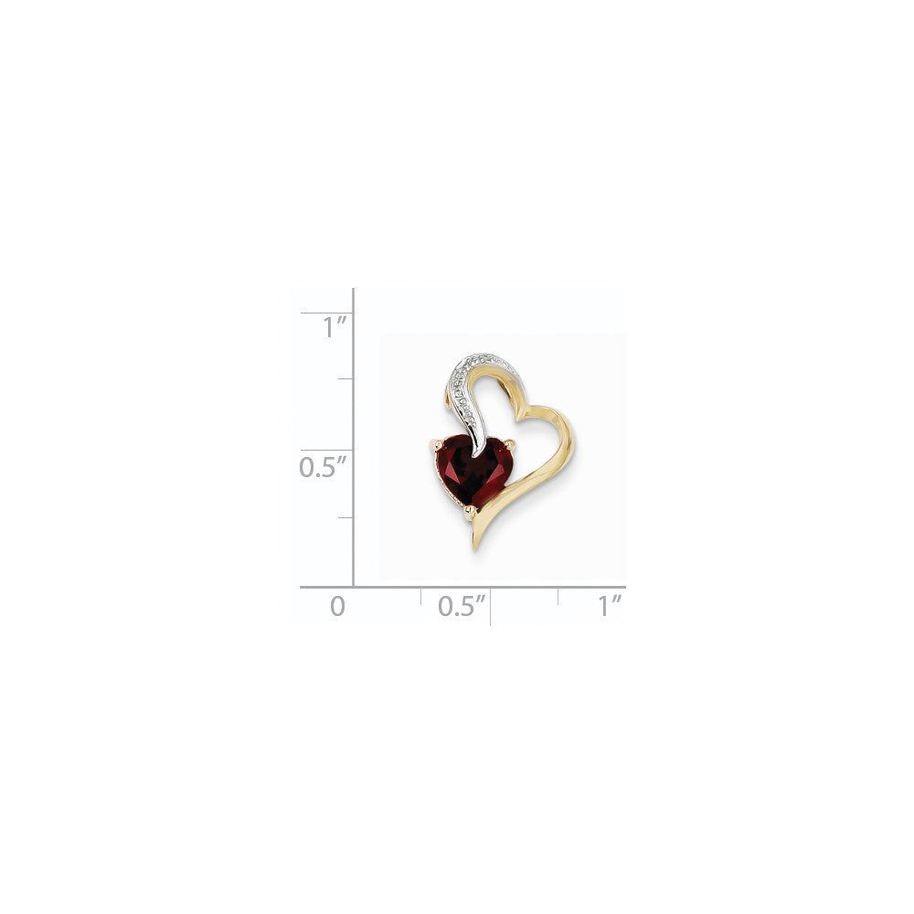 14K Gold Herzanhänger mit Diamant und Granat