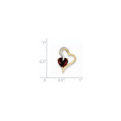 14K Gold Herzanhänger mit Diamant und Granat