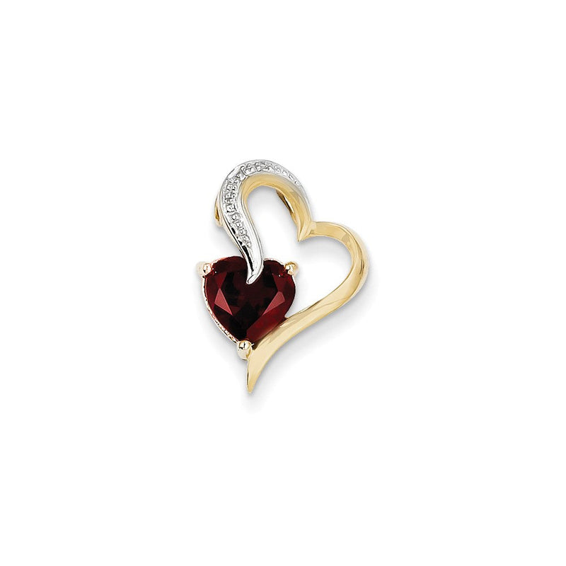 14K Gold Herzanhänger mit Diamant und Granat
