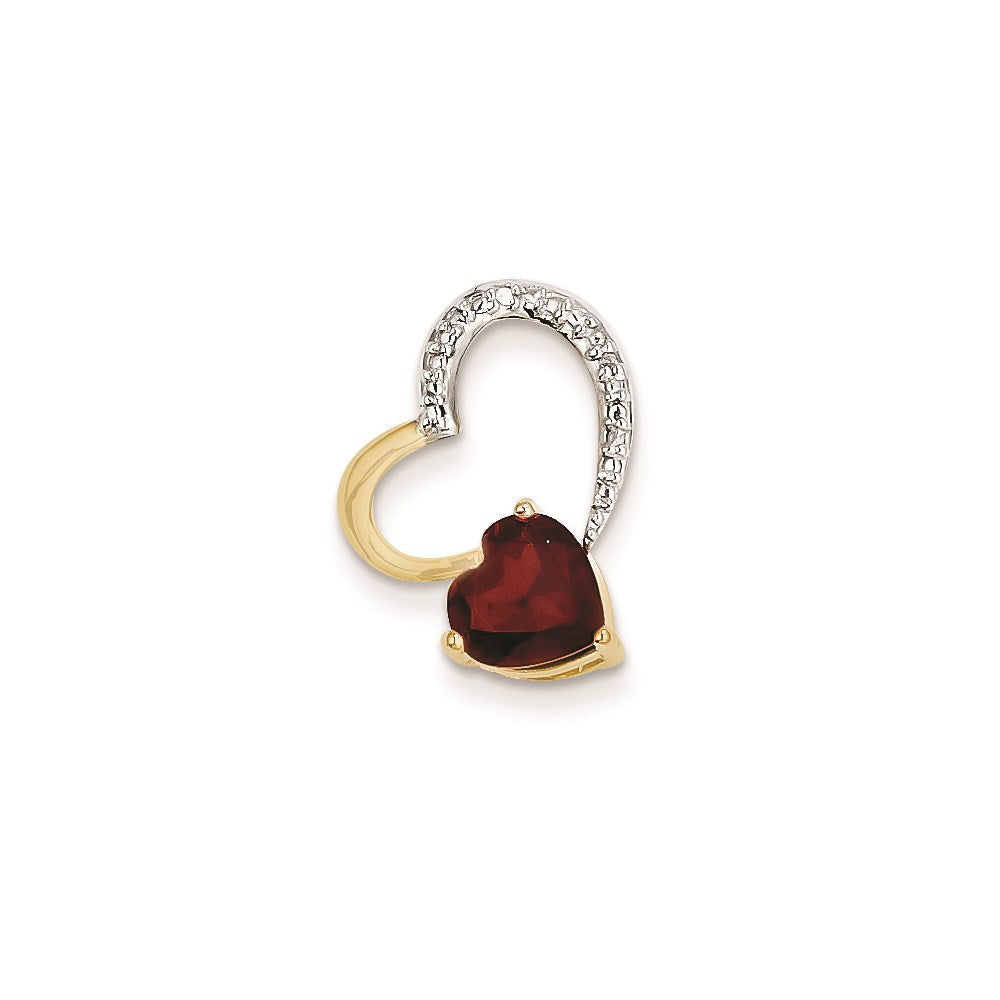 14K Gelbgold Herzanhänger mit echten Diamanten und Granat