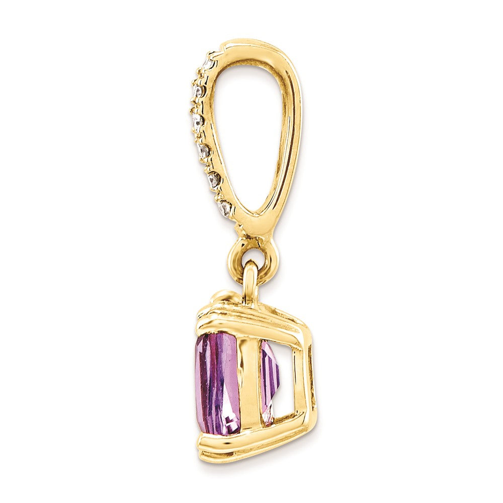 14K Gelbgold Anhänger mit echtem Diamant und Amethyst