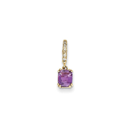 14K Gelbgold Anhänger mit echtem Diamant und Amethyst