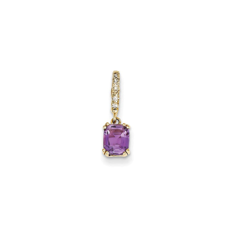 14K Gelbgold Anhänger mit echtem Diamant und Amethyst