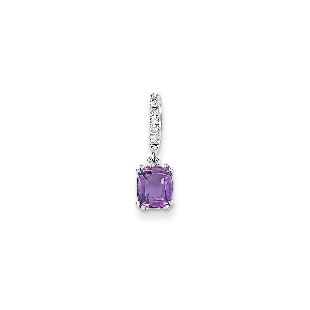 Anhänger aus 14 Karat Weißgold mit echtem Diamant und Amethyst