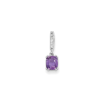 Anhänger aus 14 Karat Weißgold mit echtem Diamant und Amethyst