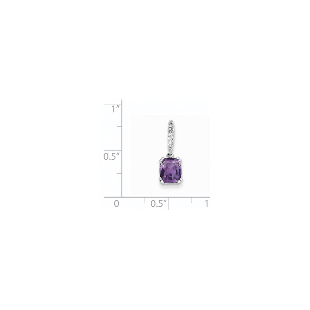 14K Weißgold Anhänger mit echtem Diamant und Amethyst