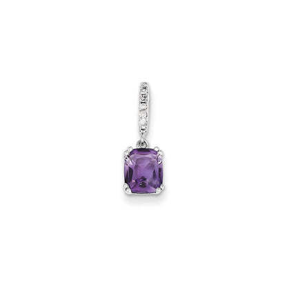 14K Weißgold Anhänger mit echtem Diamant und Amethyst