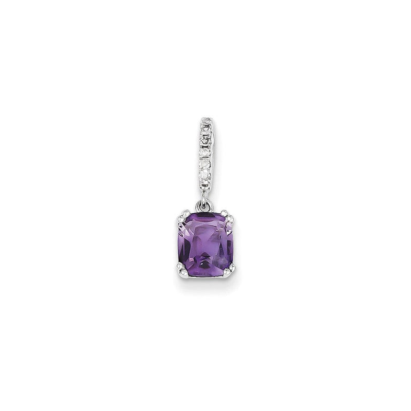 14K Weißgold Anhänger mit echtem Diamant und Amethyst