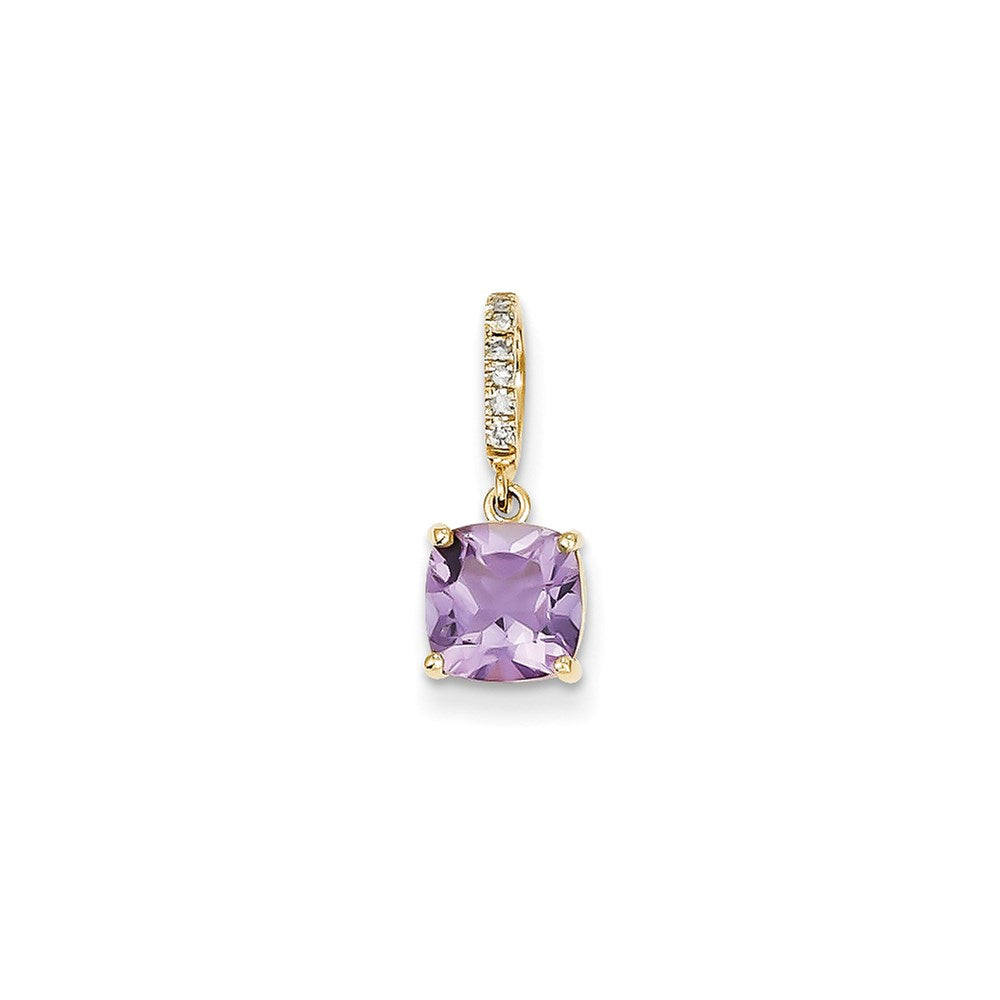 14 Karat Gelbgold Anhänger mit echtem Diamant und Amethyst