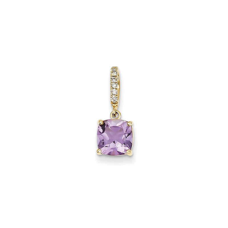 14 Karat Gelbgold Anhänger mit echtem Diamant und Amethyst