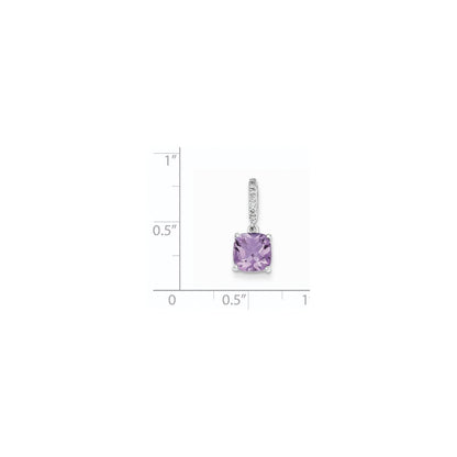 14K Weißgold Anhänger mit Diamanten und Amethyst
