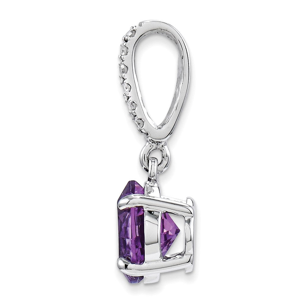 14K Weißgold Anhänger mit Diamant und Amethyst