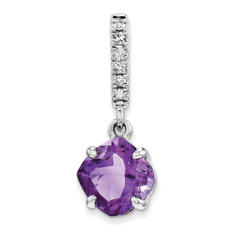 14K Weißgold Anhänger mit Diamant und Amethyst