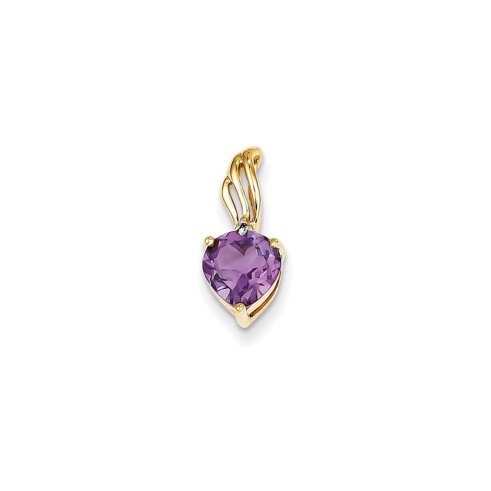 14K Gelbgold Herz-Anhänger mit echten Diamanten und Amethyst
