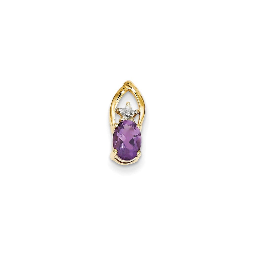 14K Gelbgold Anhänger mit echtem Diamant & ovalem Amethyst