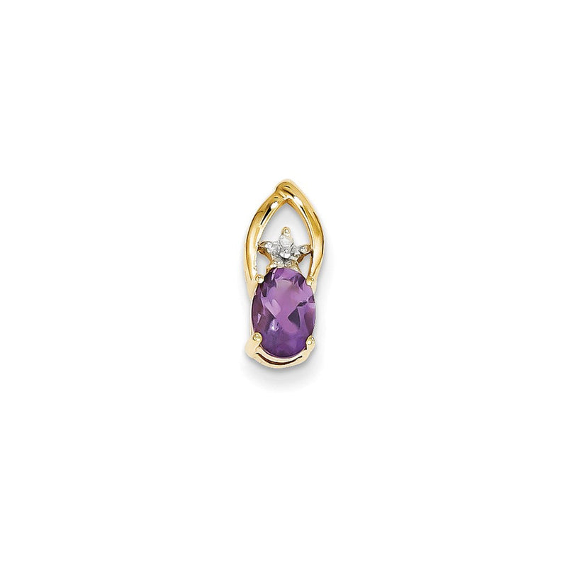 14K Gelbgold Anhänger mit echtem Diamant & ovalem Amethyst