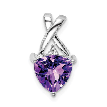 14K Weißgold Anhänger mit Amethyst und Trillion-Weißtopas