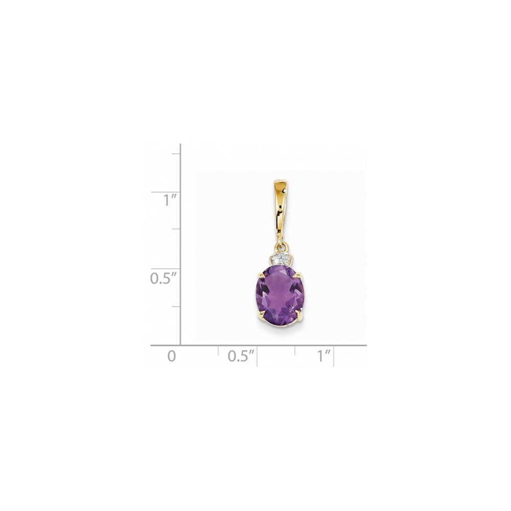 14K Anhänger mit Diamant und ovalem Amethyst