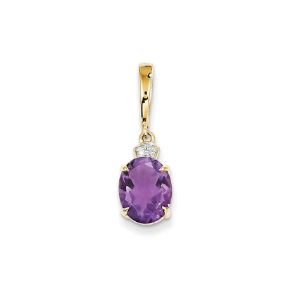 14K Anhänger mit Diamant und ovalem Amethyst