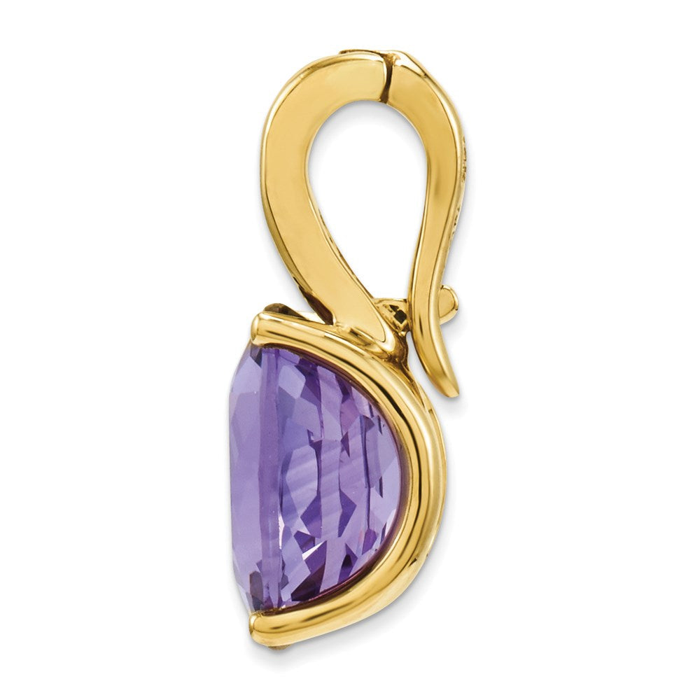 14K Gold Anhänger, oval, mit Diamant und Amethyst