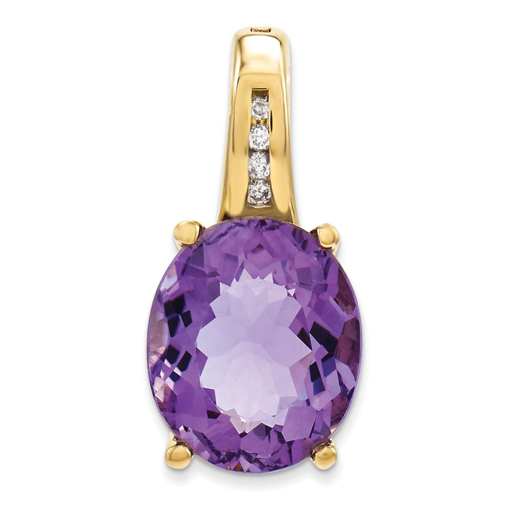 14K Gold Anhänger, oval, mit Diamant und Amethyst