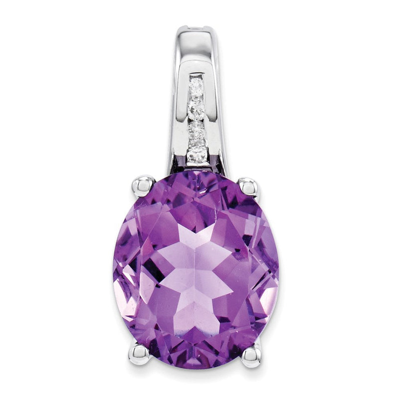 14K Weißgold Anhänger mit Diamant und ovalem Amethyst