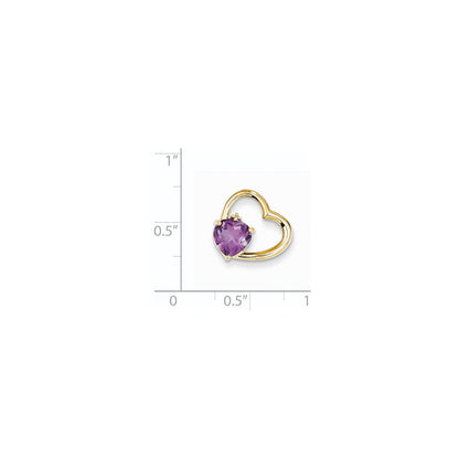 14K Gelbgold Herzanhänger mit echten Diamanten und Amethyst