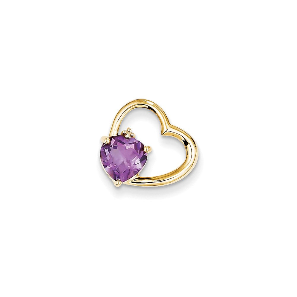 14K Gelbgold Herzanhänger mit echten Diamanten und Amethyst