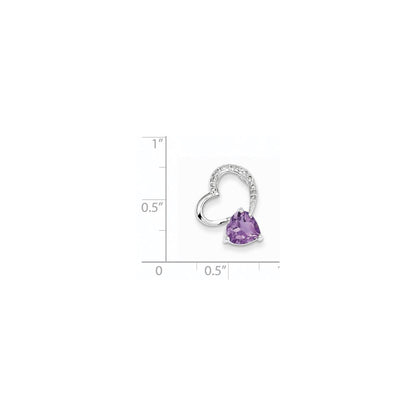14K Weißgold Herzanhänger mit echtem Diamant und Amethyst