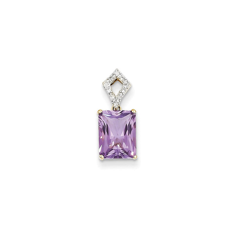 14K Gold Anhänger mit Baguette-Diamant und Amethyst