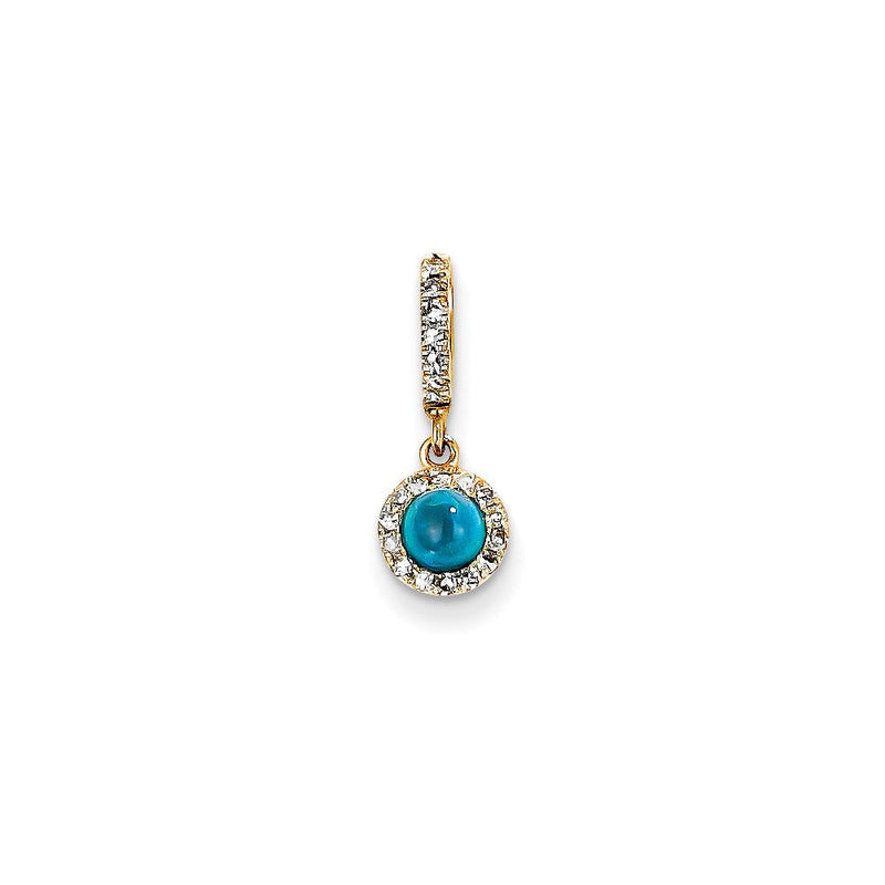 14K Gelbgold Anhänger mit echten Diamanten und Neon-Apatit
