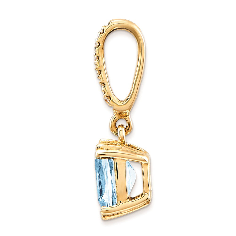 14K Gelbgold Anhänger mit echtem Diamant und blauem Topas