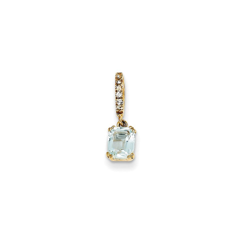14K Gelbgold Anhänger mit echtem Diamant und blauem Topas