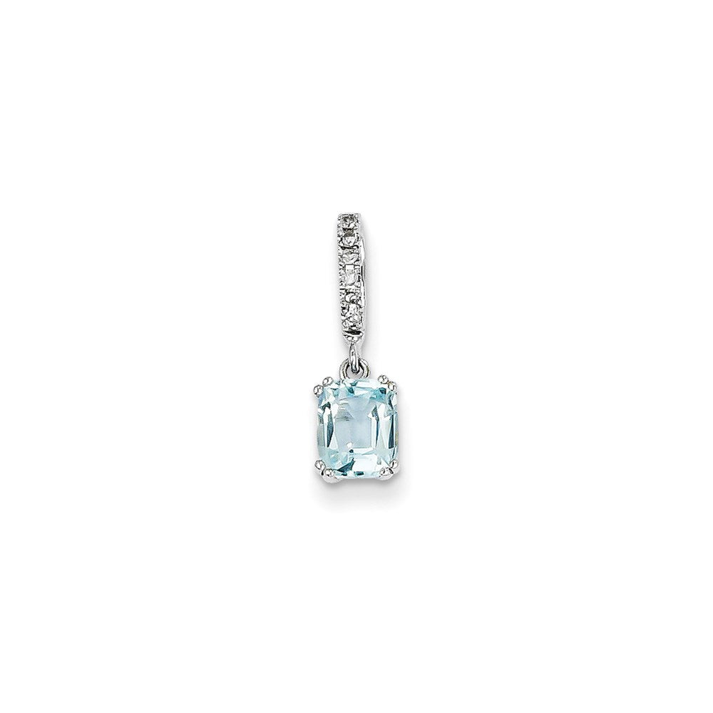 14K Weißgold Anhänger mit Diamant und blauem Topas