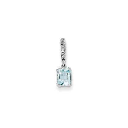 14K Weißgold Anhänger mit Diamant und blauem Topas
