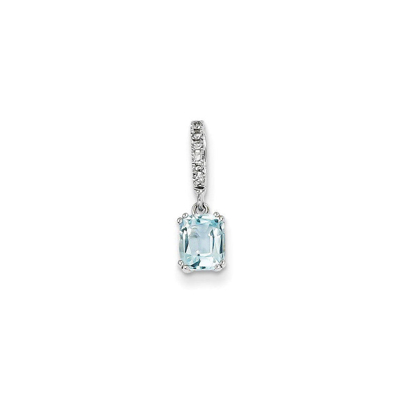 14K Weißgold Anhänger mit Diamant und blauem Topas