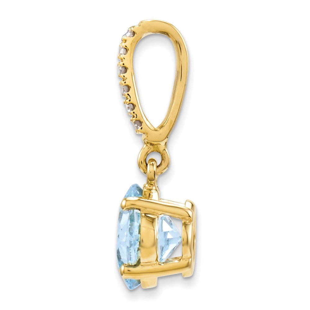 14K Gelbgold Anhänger mit echtem Diamant und blauem Topas