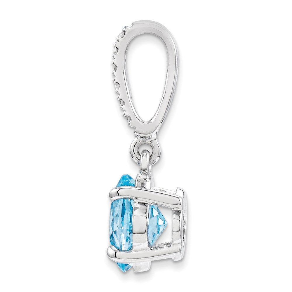 14K Weißgold Anhänger mit Diamant und Blautopas