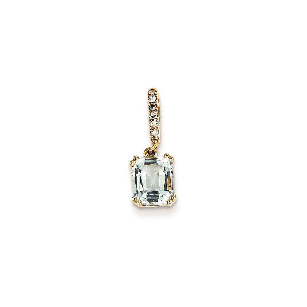 14K Gelbgold Anhänger mit echtem Diamant und blauem Topas