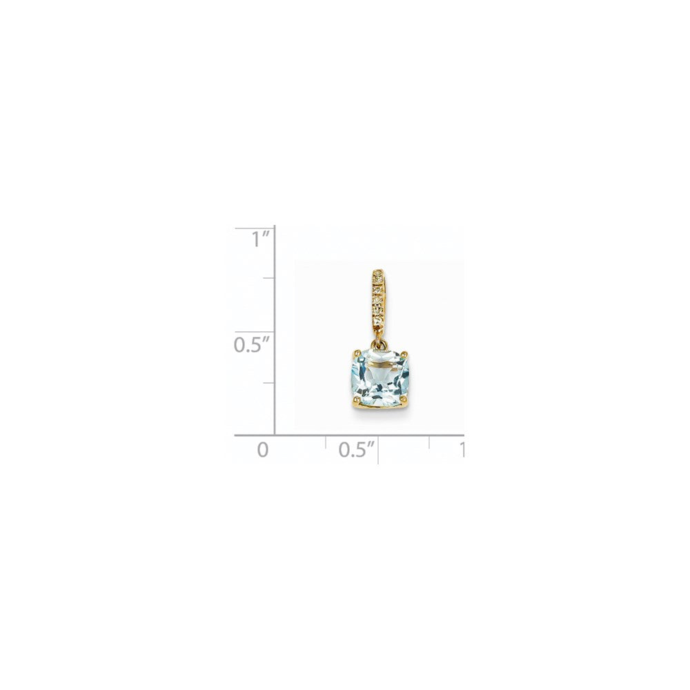 14K Gelbgold Anhänger mit echtem Diamant und Blautopas