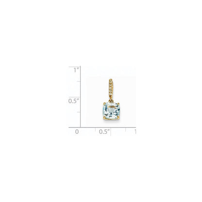 14K Gelbgold Anhänger mit echtem Diamant und Blautopas