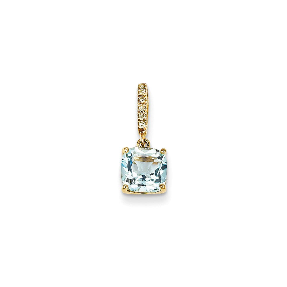 14K Gelbgold Anhänger mit echtem Diamant und Blautopas