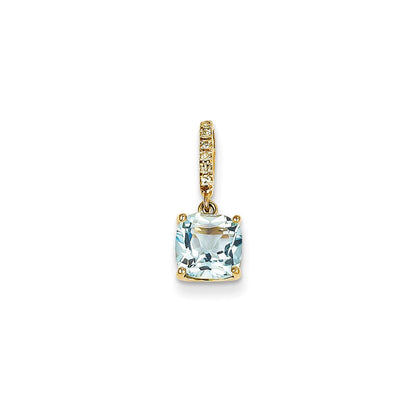 14K Gelbgold Anhänger mit echtem Diamant und Blautopas