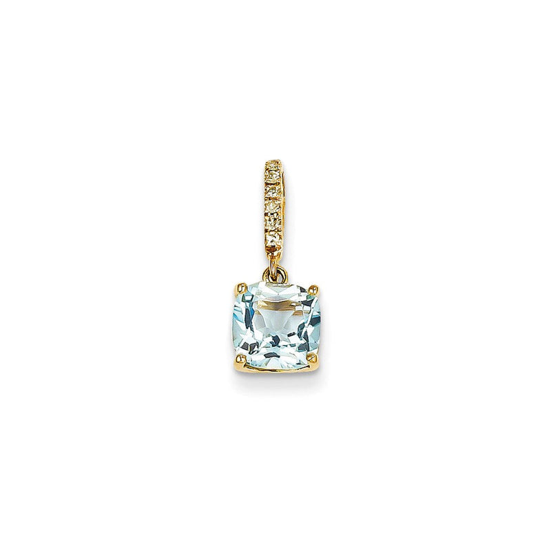 14K Gelbgold Anhänger mit echtem Diamant und Blautopas